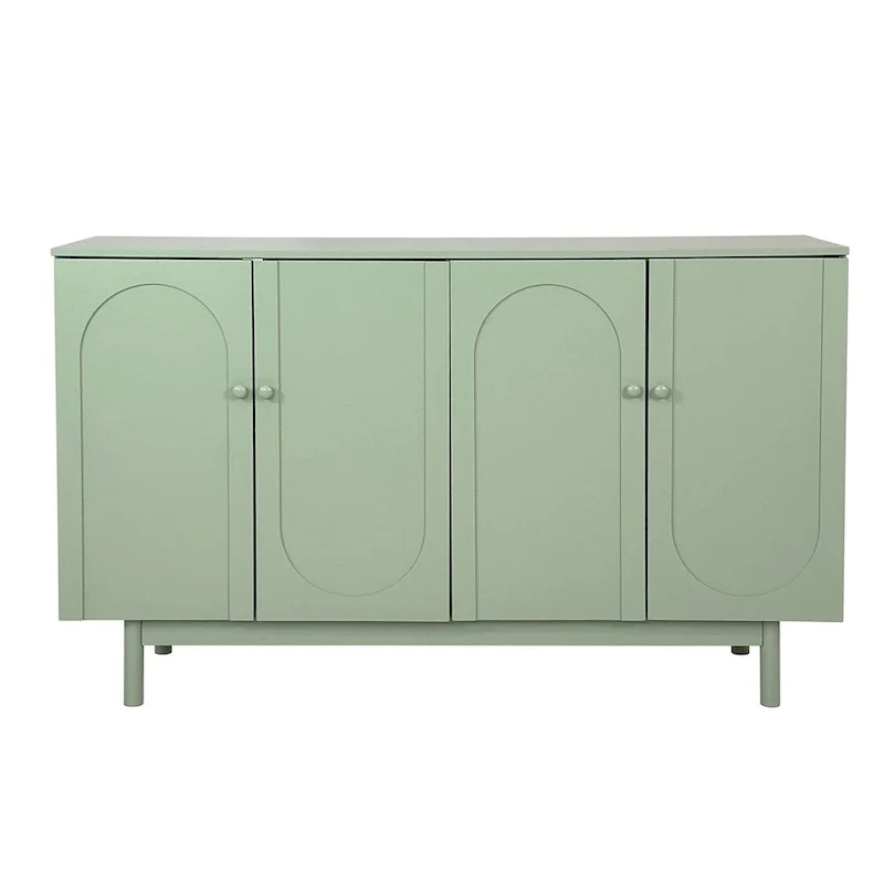 4-Door Wood Storage Cabinet with Legs and Adjustable Shelf