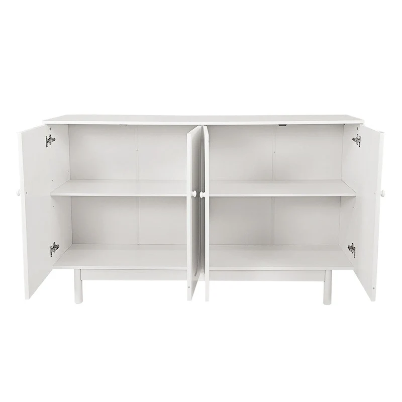 4-Door Wood Storage Cabinet with Legs and Adjustable Shelf