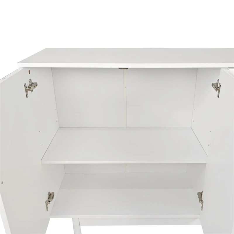 4-Door Wood Storage Cabinet with Legs and Adjustable Shelf