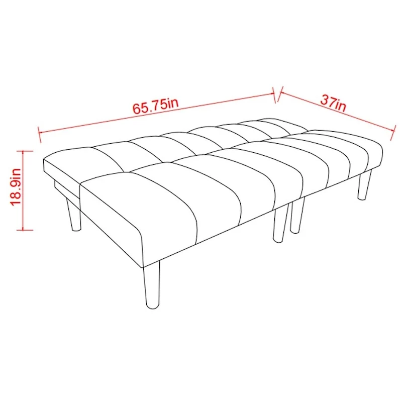 Corduroy Fabric Convertible Sofa Bed with Wood Leg