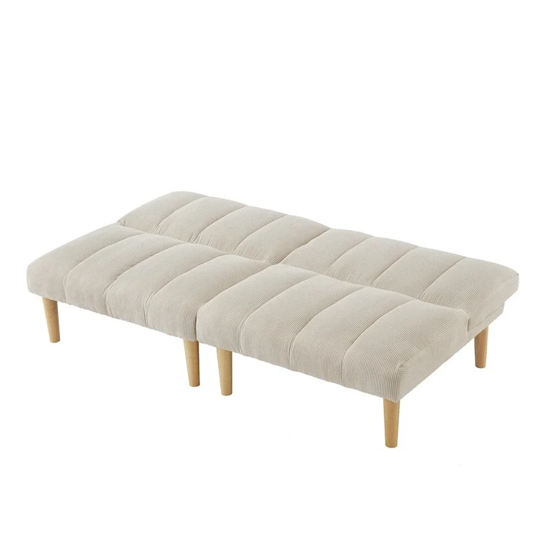 Corduroy Fabric Convertible Sofa Bed with Wood Leg