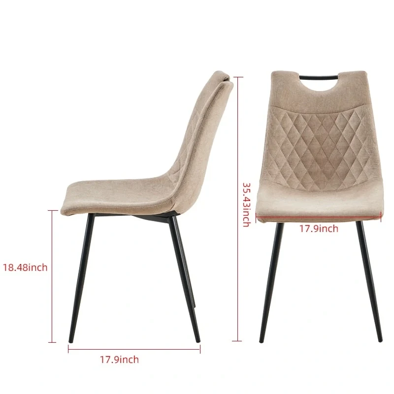 Modern Style 5-Piece Dining Set with Round Table and 4 Grid Dining Chairs