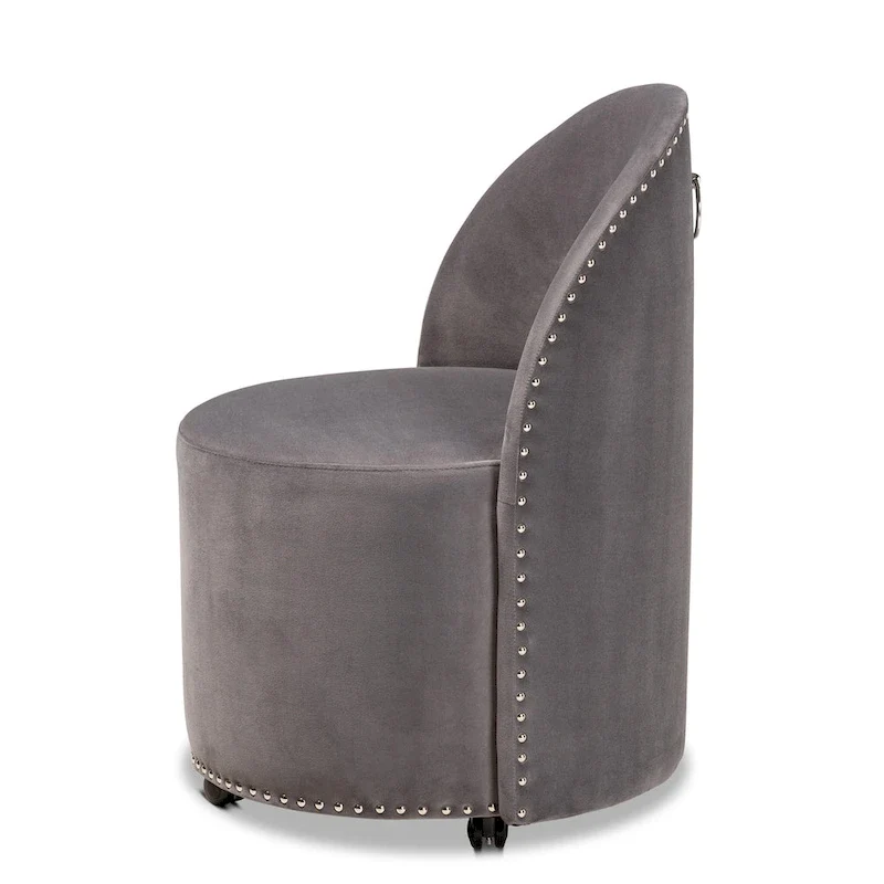 Bethel Glam and Luxe Velvet Rolling Accent Chair