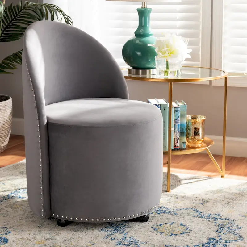 Bethel Glam and Luxe Velvet Rolling Accent Chair