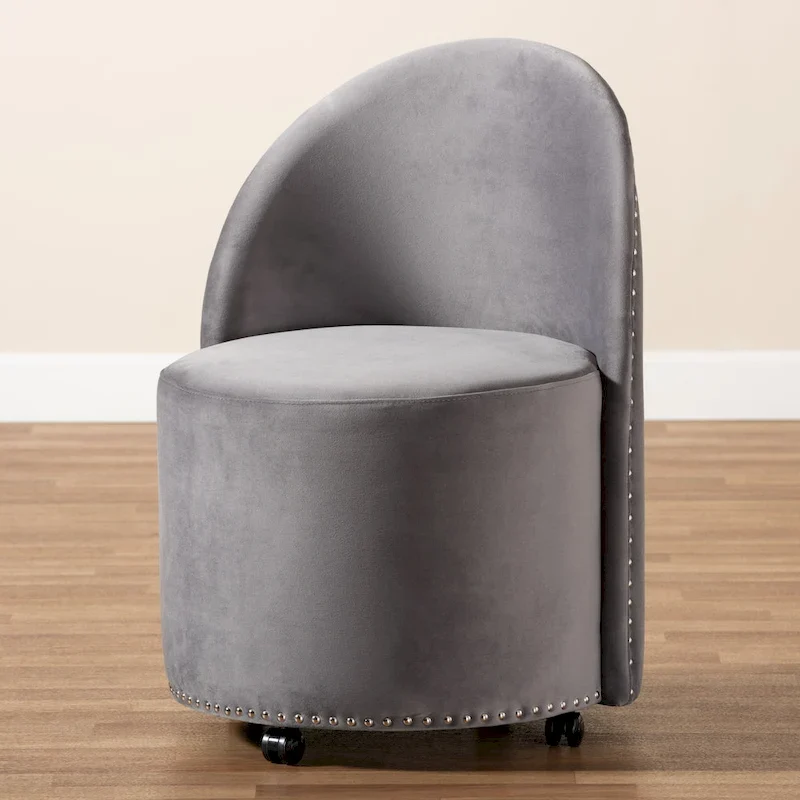 Bethel Glam and Luxe Velvet Rolling Accent Chair