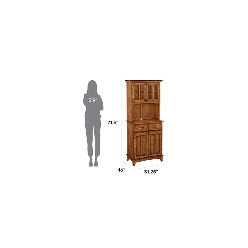 Homestyles Buffet of Buffets Cottage Oak Storage Hutch with Wood Top