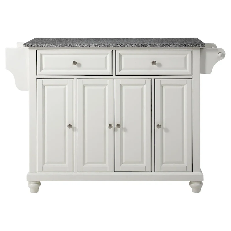 Crosley Cambridge Solid Granite Top Kitchen Island in Vintage Mahogany Finish - 51.5W x 18D x 36H