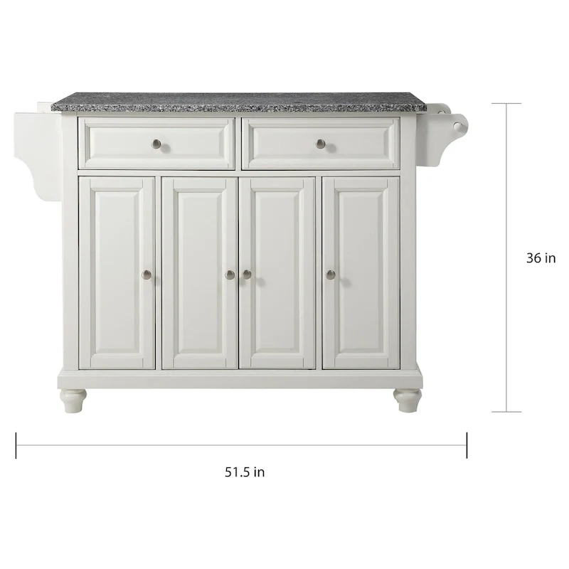 Crosley Cambridge Solid Granite Top Kitchen Island in Vintage Mahogany Finish - 51.5W x 18D x 36H