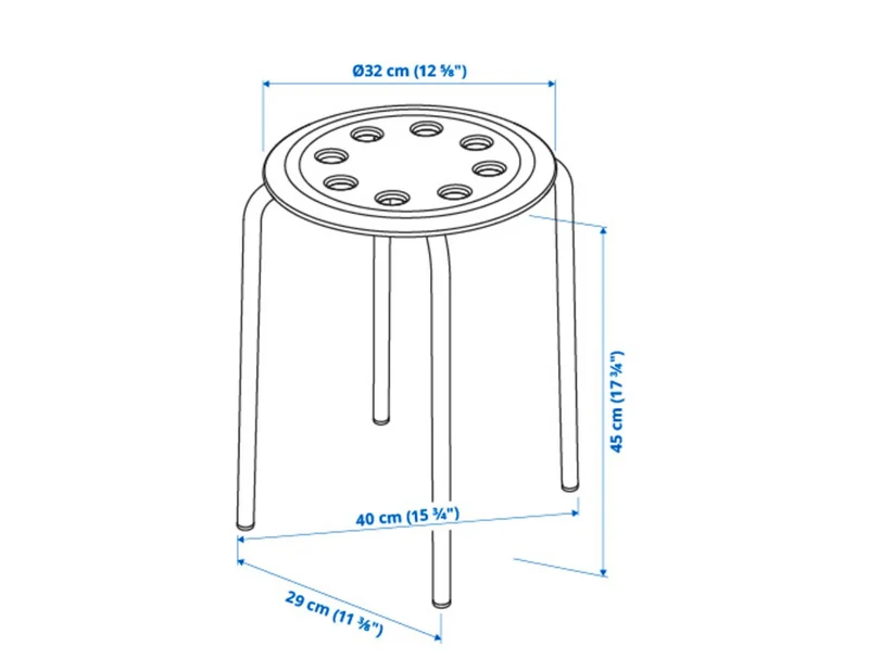 MARIUS stool , blue, 45 cm