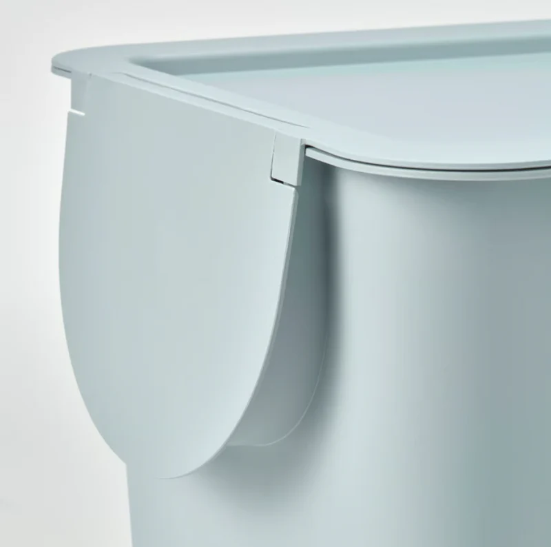 TRÖSKNING Bin with lid, light grey-blue, 25 l