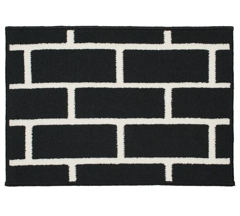 VANDPLATS Door mat, black/brick pattern, 40x60 cm