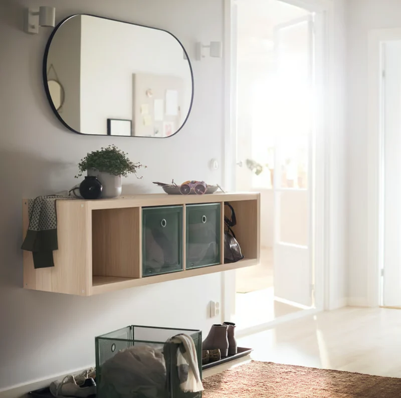 KALLAX Shelving unit, white stained oak effect, 42x147 cm