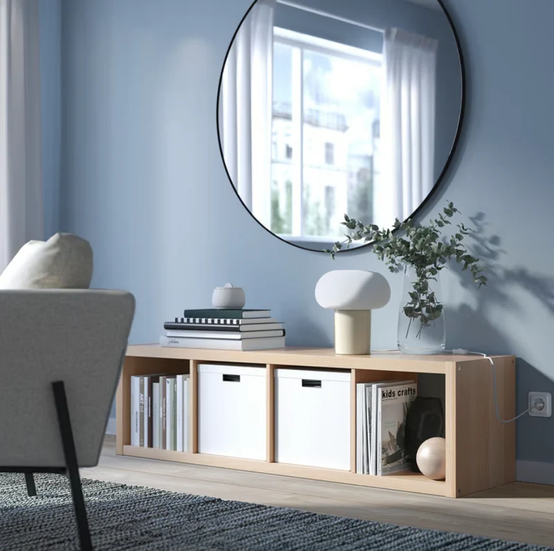 KALLAX Shelving unit, white stained oak effect, 42x147 cm