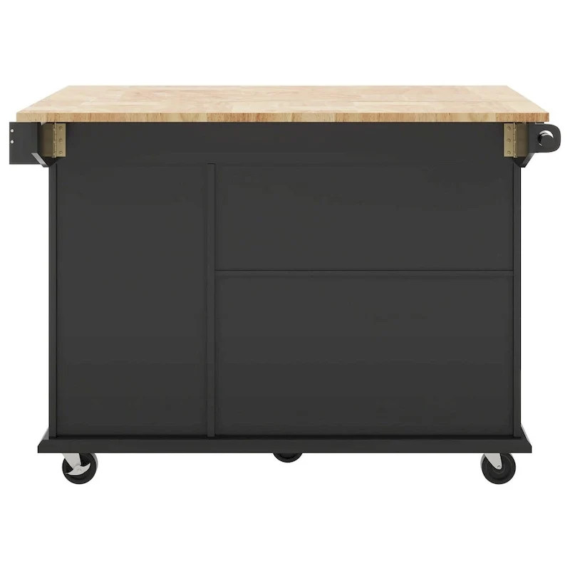 Kitchen Island with Drop Leaf,with Spice Rack, Towel Rack