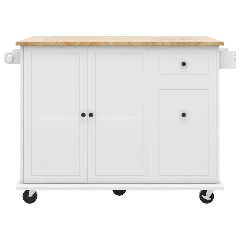Kitchen Island with Drop Leaf,with Spice Rack, Towel Rack