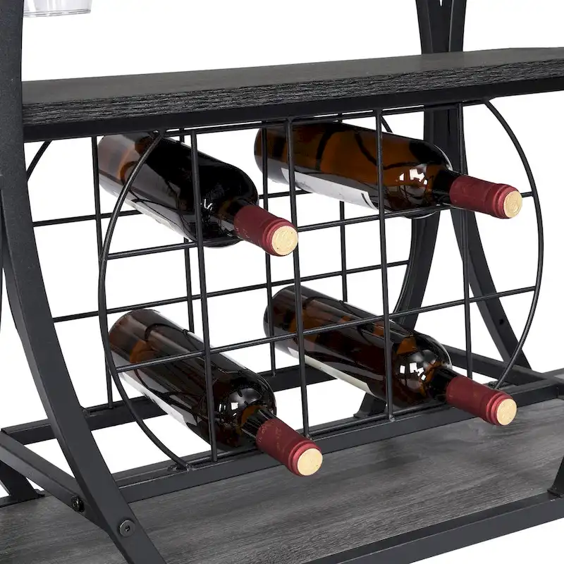Industrial Bar Cart Kitchen Bar&Serving Cart with Wheels 3 Storage Shelves