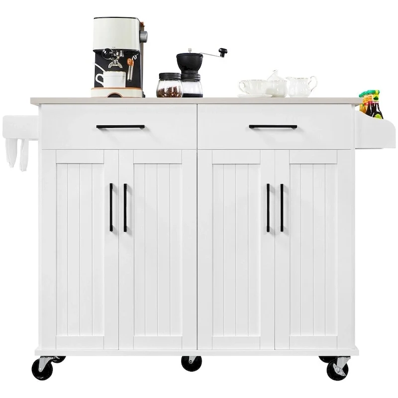 Yaheetech Large Kitchen Island Cart with Stainless steel tabletop