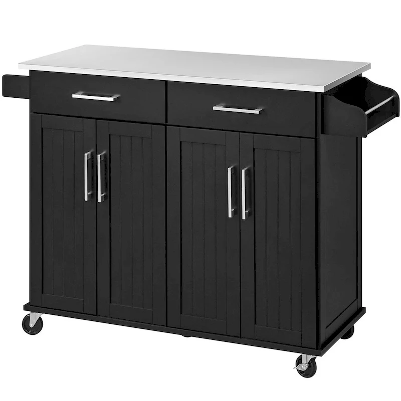 Yaheetech Large Kitchen Island Cart with Stainless steel tabletop