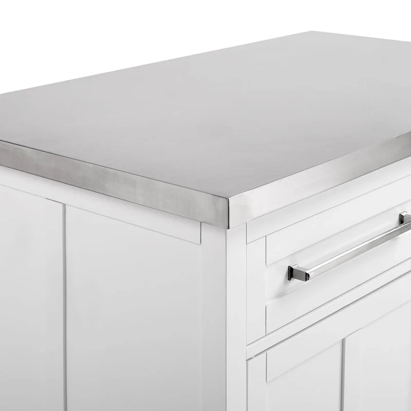 Crosley Silvia Stainless Steel Top Kitchen Island W/X-Back Stools - 57d x 46w x 41h