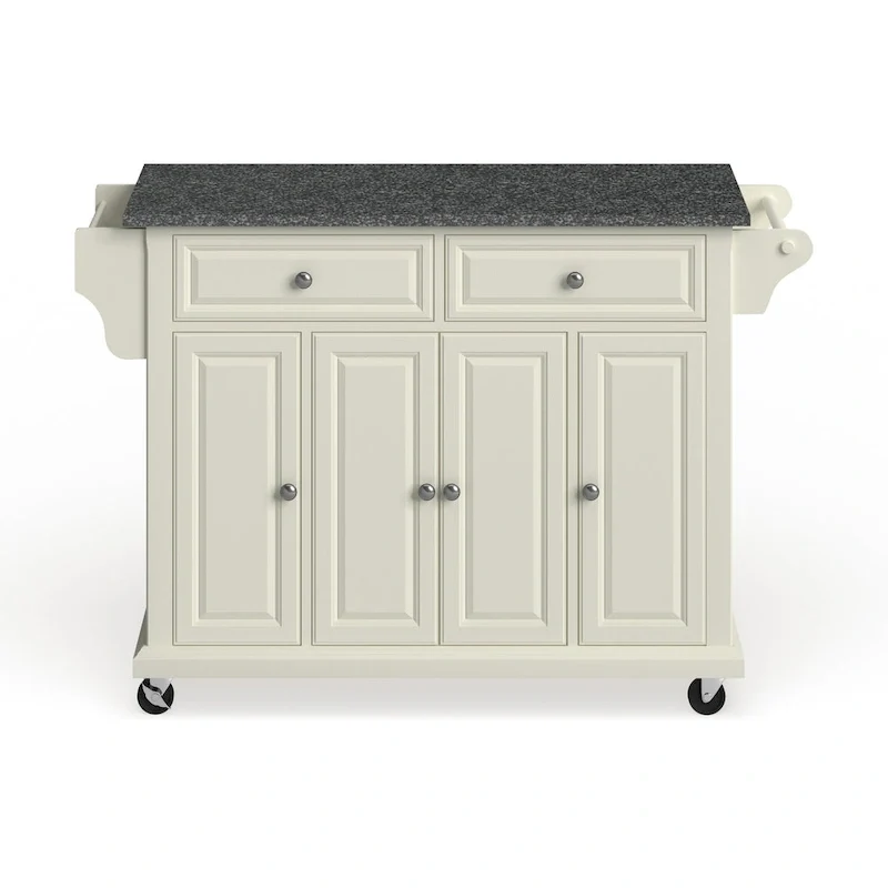Crosley Full Size White Wood and Granite Top Kitchen Cart - 18d x 51.5w x 36h