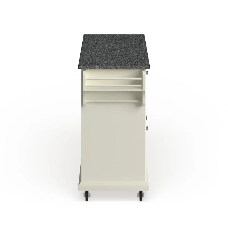 Crosley Full Size White Wood and Granite Top Kitchen Cart - 18d x 51.5w x 36h