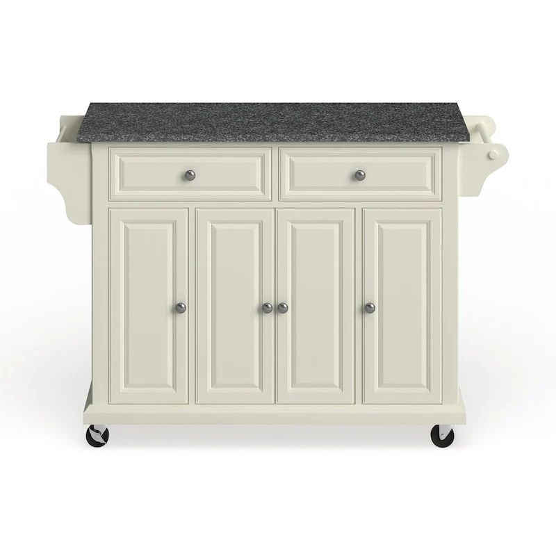 Crosley Full Size White Wood and Granite Top Kitchen Cart - 18d x 51.5w x 36h