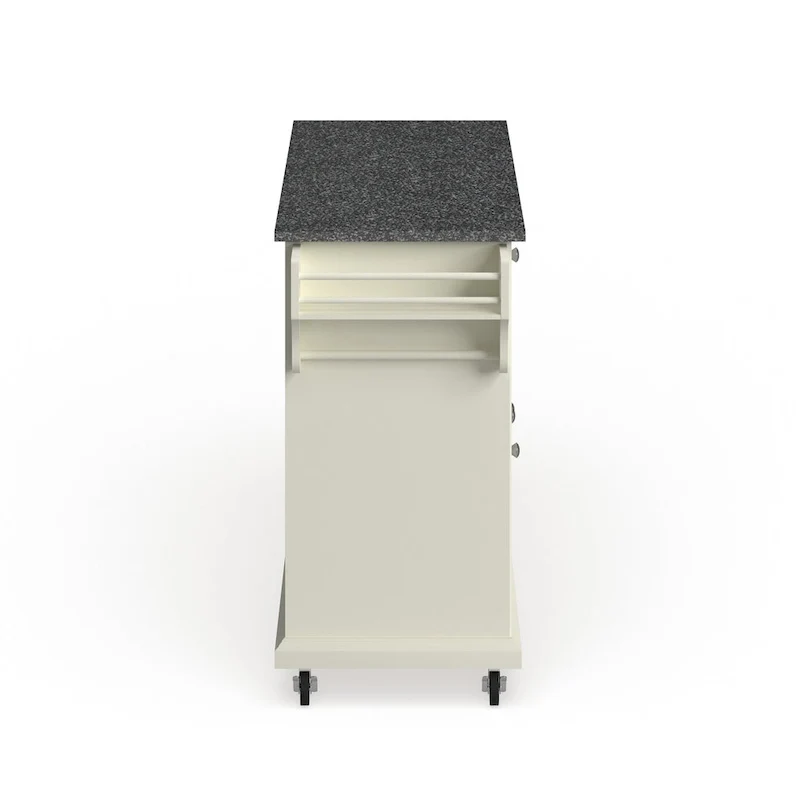 Crosley Full Size White Wood and Granite Top Kitchen Cart - 18d x 51.5w x 36h