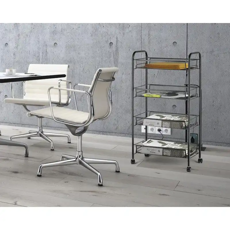 4 Tier Organizer Metal Rolling Storage Shelving Rack Kitchen Wire Shelf