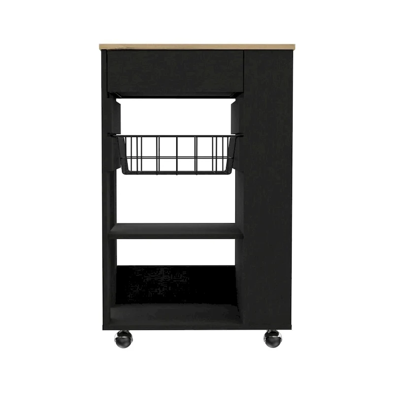 Blosson 22-inch Wide Kitchen Cart with 1 Drawer, 2 Open Shelves, and 4 Casters - N/A