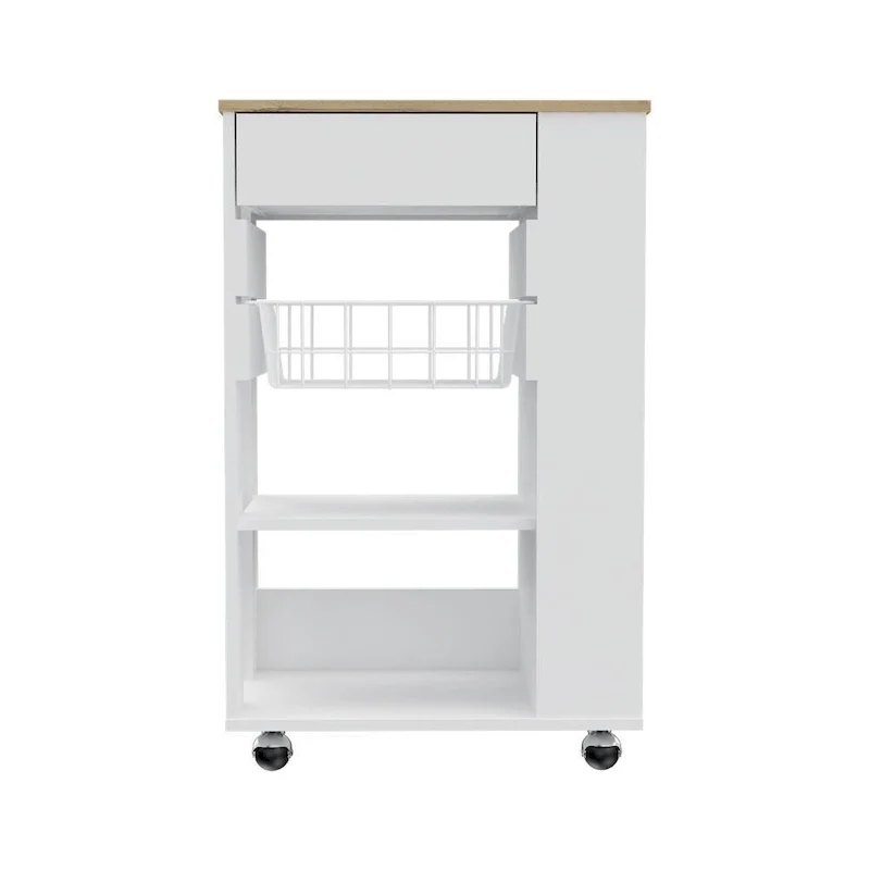 Blosson 22-inch Wide Kitchen Cart with 1 Drawer, 2 Open Shelves, and 4 Casters - N/A