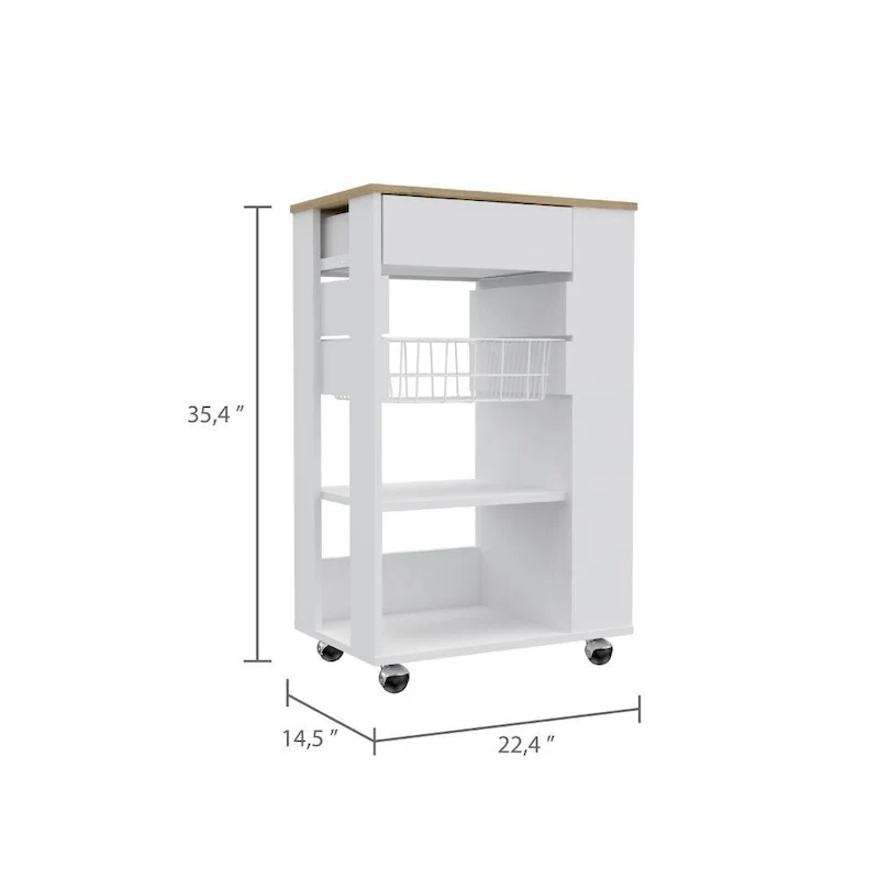 Blosson 22-inch Wide Kitchen Cart with 1 Drawer, 2 Open Shelves, and 4 Casters - N/A