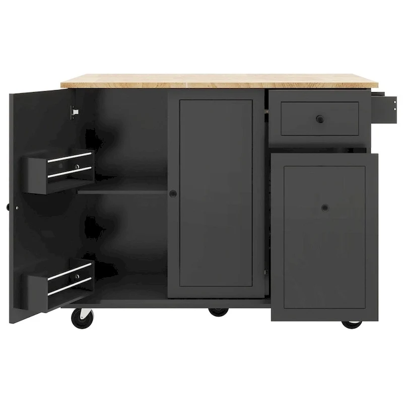 Rolling Kitchen Cart with Internal Storage Rack and Pull Out Cabinet - N/A