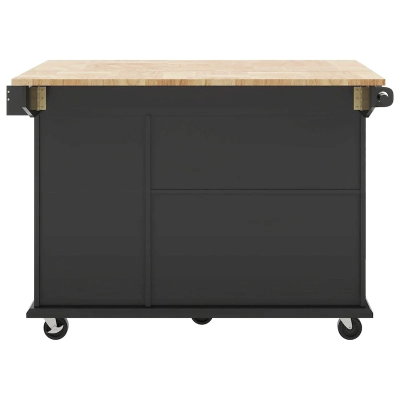 Rolling Kitchen Cart with Internal Storage Rack and Pull Out Cabinet - N/A