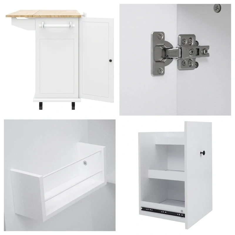 Rolling Kitchen Cart with Internal Storage Rack and Pull Out Cabinet - N/A