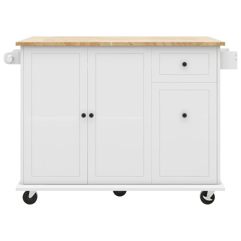 Rolling Kitchen Cart with Internal Storage Rack and Pull Out Cabinet - N/A