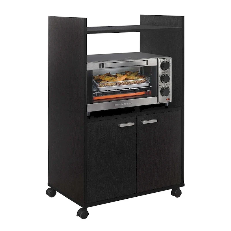 2-Door Kitchen Microwave Cart with Shelfs for Storage, Black
