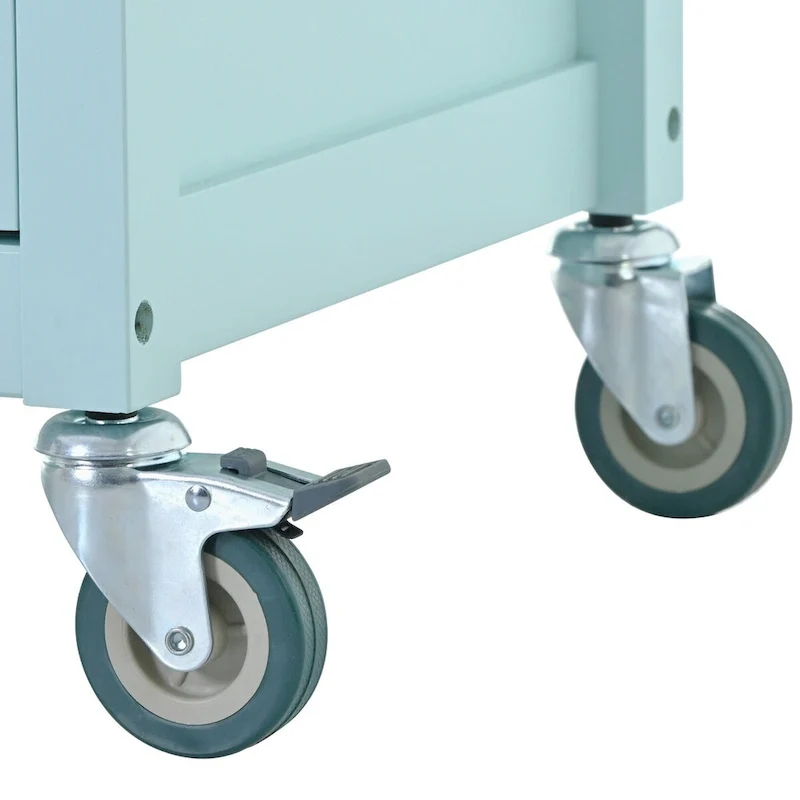 Kitchen Island Cart with Solid Wood Top and Locking Wheels