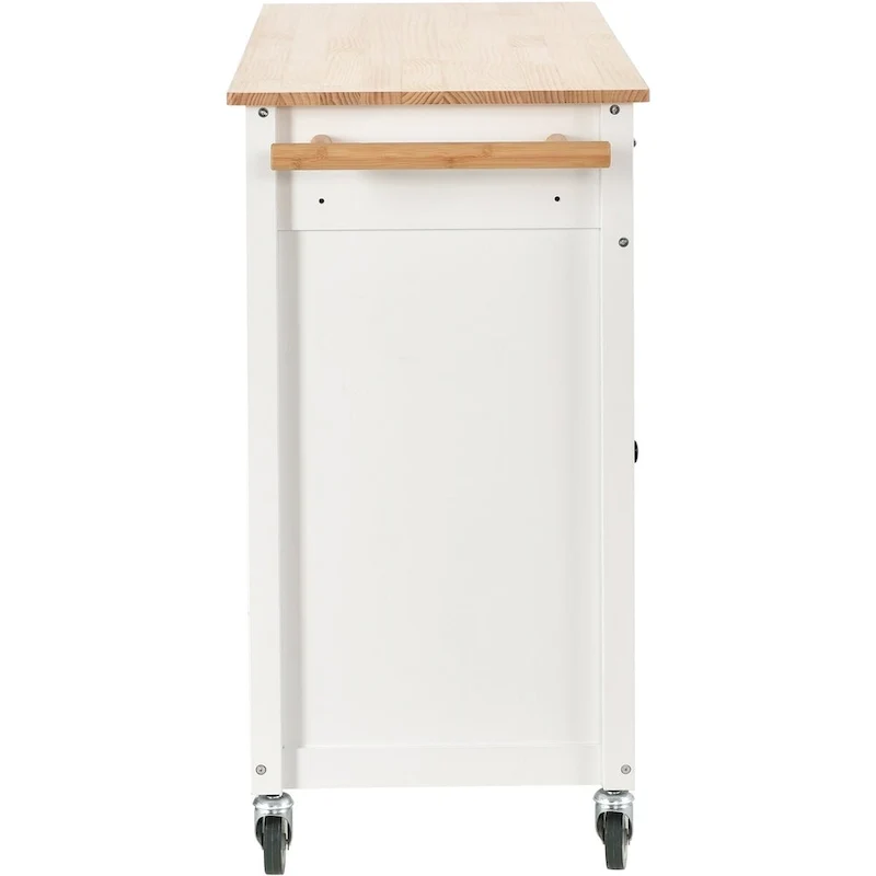 Kitchen Island Cart with Solid Wood Top and Locking Wheels