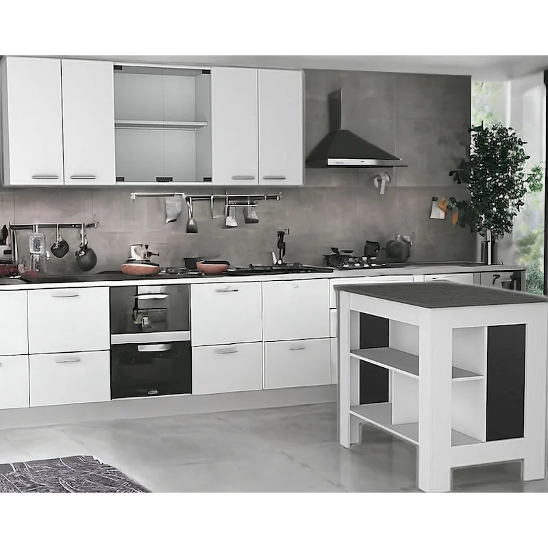 HomeRoots White And Dark Brown 41 Kitchen Island Set With Storage - 40.5' X '35.4' X '27.5