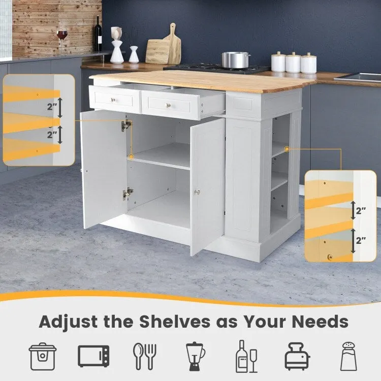 Kitchen Island with Storage and 3-Level Adjustable Shelves - 47 x 36 x 36 (L x W x H)