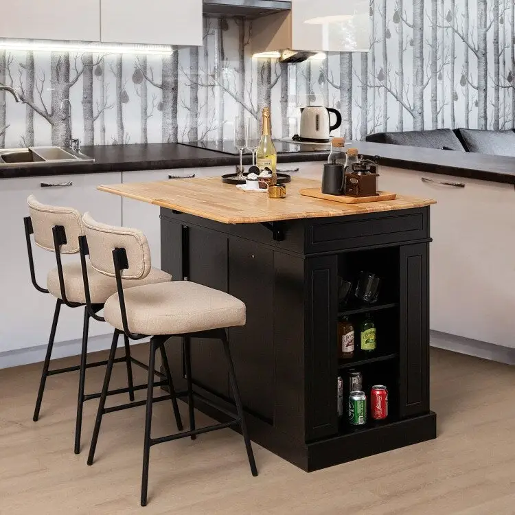 Kitchen Island with Storage and 3-Level Adjustable Shelves - 47 x 36 x 36 (L x W x H)
