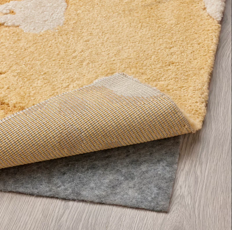 RINGKLOCKA Rug, low pile, yellow/off-white, 160x230 cm
