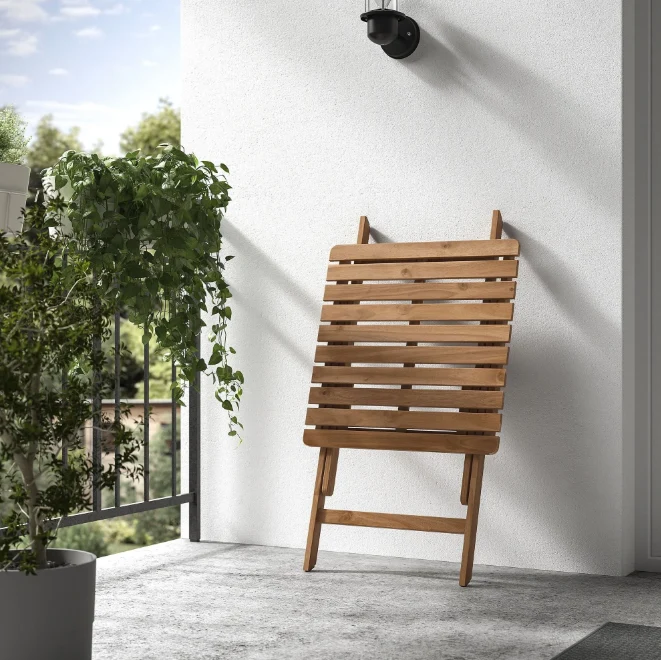 ASKHOLMEN Table, outdoor, foldable dark brown, 60x62 cm