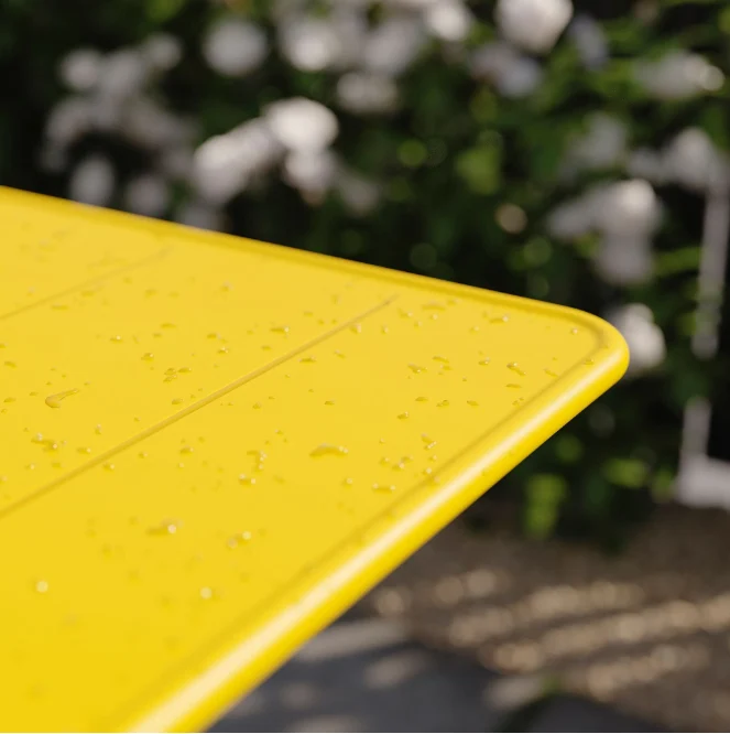 SUNDSÖ foldable table, high-gloss yellow, 65x65 cm