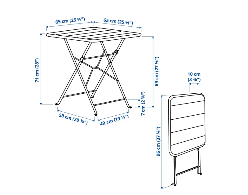 SUNDSÖ foldable table, high-gloss yellow, 65x65 cm