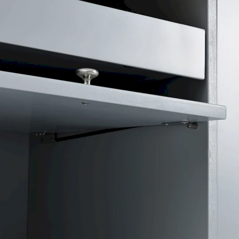 Kitchen Island Cart with Drop Leaf, LED Light, Fluted Glass Doors, Adjustable Shelf, and 2 Drawers