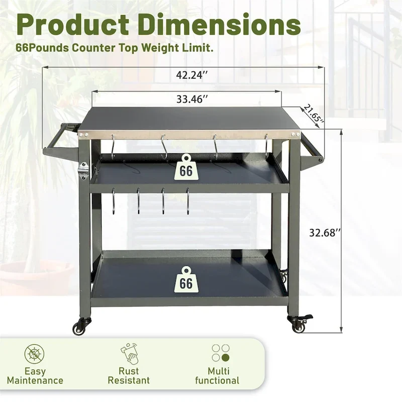 Grill Cart Outdoor with Wheels