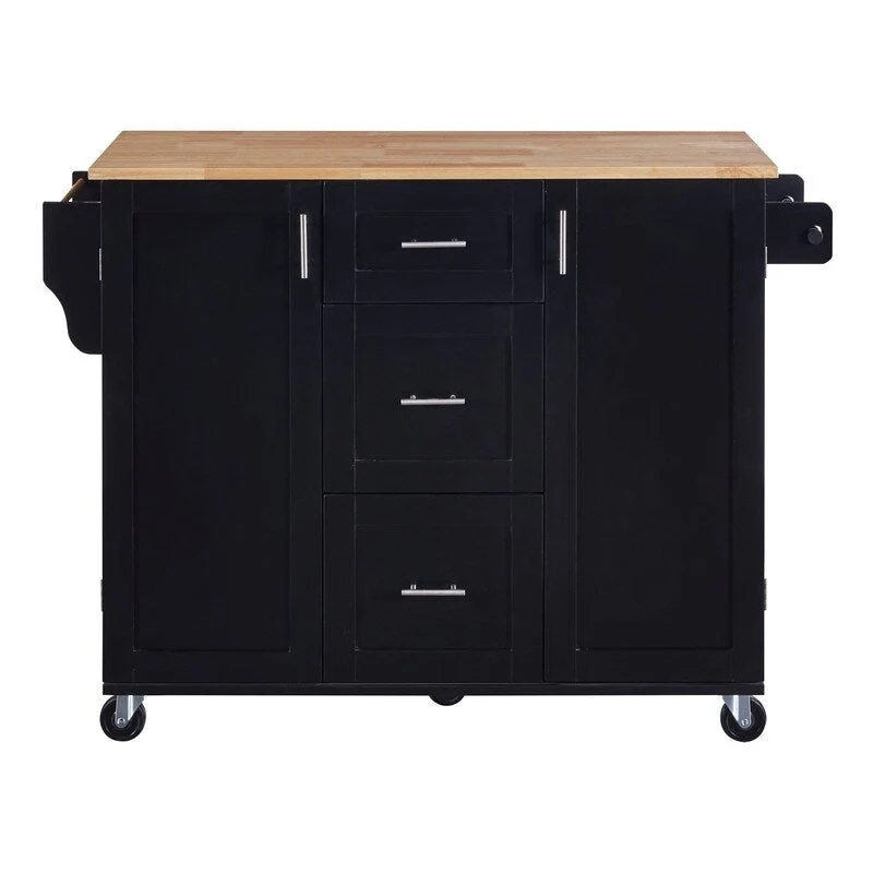 Rolling Kitchen Island Cart on Wheels with Storage,2 Slide-Out Shelf and Internal Storage Rack