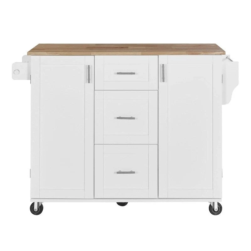 Rolling Kitchen Island Cart on Wheels with Storage,2 Slide-Out Shelf and Internal Storage Rack