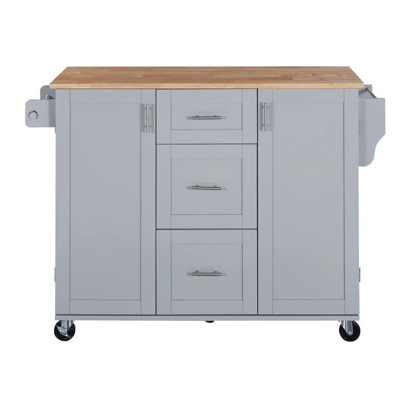Rolling Kitchen Island Cart on Wheels with Storage,2 Slide-Out Shelf and Internal Storage Rack